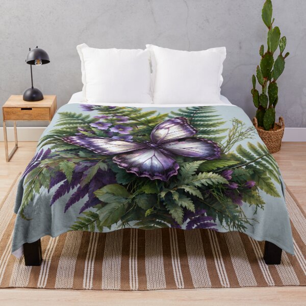 Item preview, Purple Butterfly Ferns and Flowers designed and sold by Eclectic Monkey.
