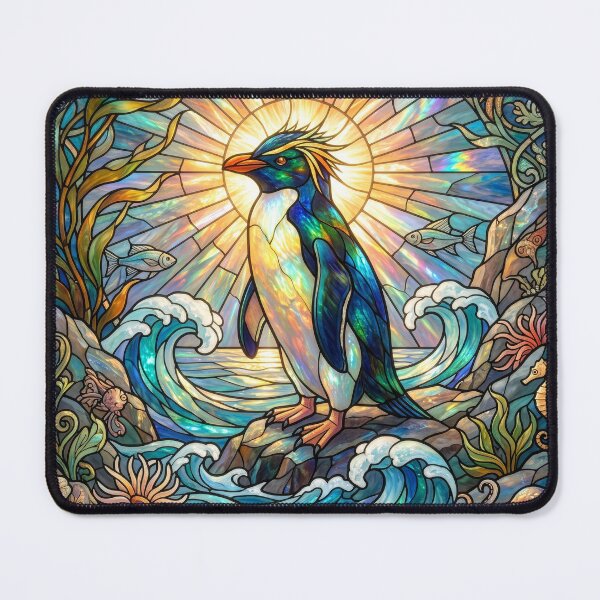 Item preview, Art Nouveau Stained Glass Crested Penguin designed and sold by Tridentulus.