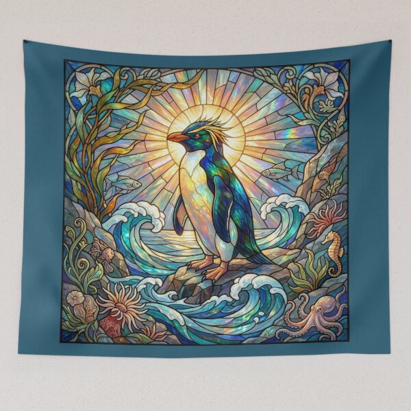 Item preview, Art Nouveau Stained Glass Crested Penguin designed and sold by Tridentulus.