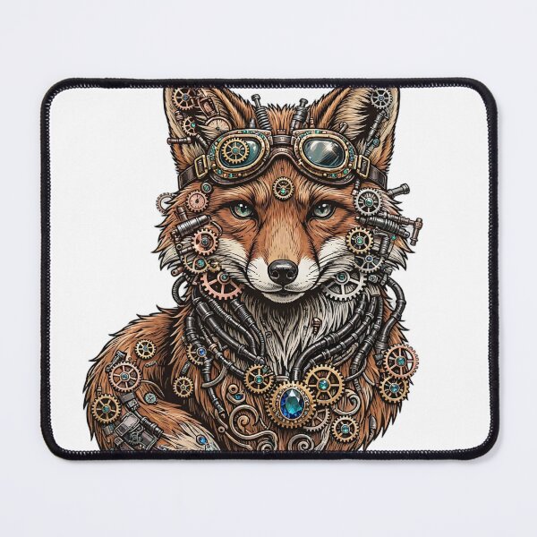 Item preview, Vintage Steampunk Fox with Gears and Aviator Goggles designed and sold by Robert Lucio.