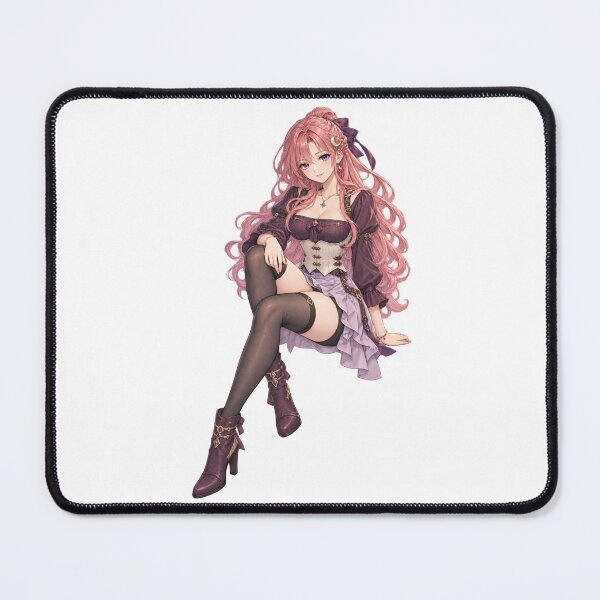 Item preview, Pink Hair Anime Girl Sitting with Violet Eyes and Fantasy Outfit designed and sold by iloveanimechibi.