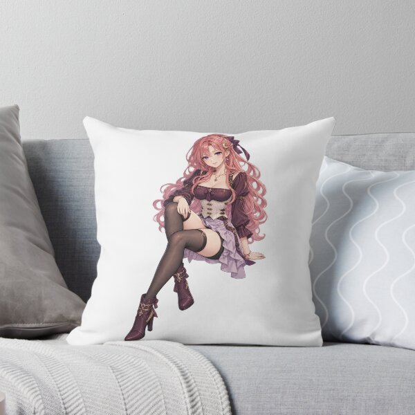 Item preview, Pink Hair Anime Girl Sitting with Violet Eyes and Fantasy Outfit designed and sold by iloveanimechibi.