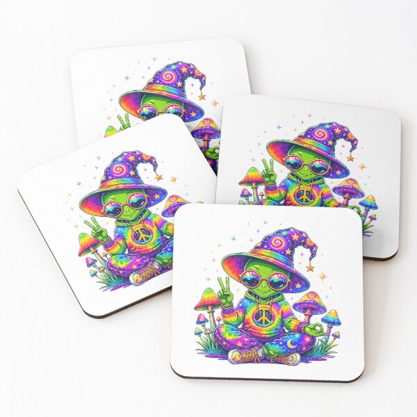 Item preview, groovy frog peace mushroom tie dye hippie psychedelic art designed and sold by Cocuninecrew.