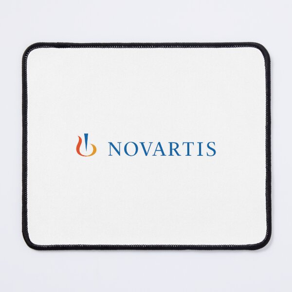 Item preview, Novartis logo blue wordmark with colorful symbol of Swiss pharmaceutical company designed and sold by Scovillea.