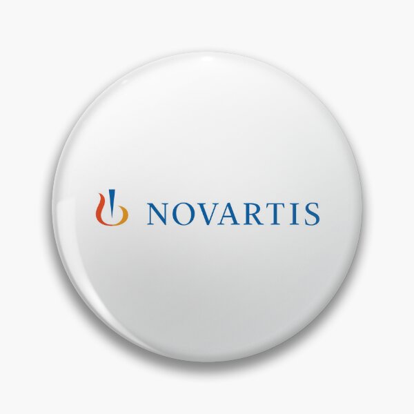 Item preview, Novartis logo blue wordmark with colorful symbol of Swiss pharmaceutical company designed and sold by Scovillea.