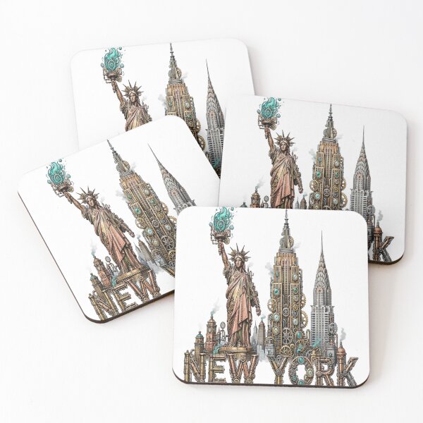 Item preview, Vintage New York Optical Illusion Steampunk Skyline designed and sold by Robert Lucio.