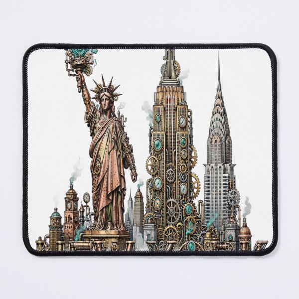 Item preview, Vintage New York Optical Illusion Steampunk Skyline designed and sold by Robert Lucio.