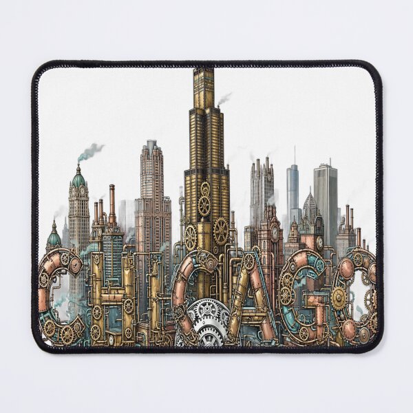 Item preview, Vintage Chicago Optical Illusion Steampunk Skyline designed and sold by Robert Lucio.