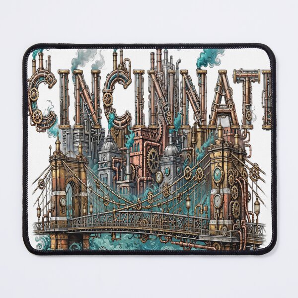 Item preview, Vintage Cincinnati Optical Illusion Steampunk Skyline designed and sold by Robert Lucio.