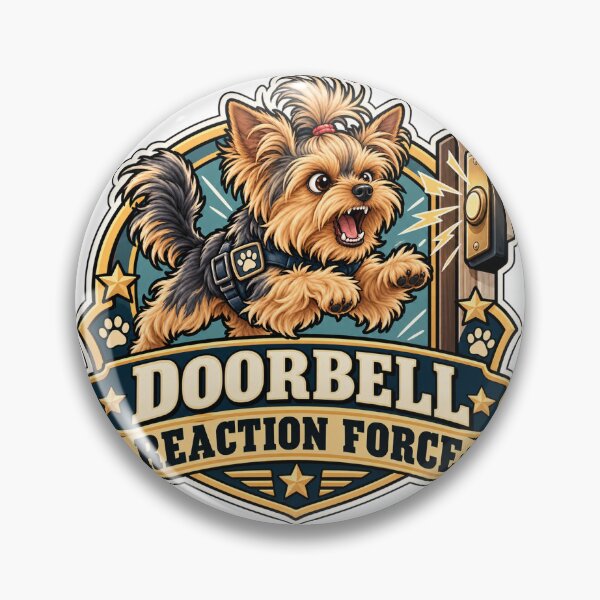 Item preview, Doorbell Reaction Force Funny Yorkie designed and sold by DesignArtEmpire.
