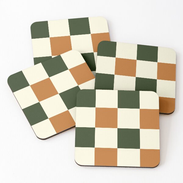 Item preview, Checkered //Retro Checkerboard //Forest Green //Burnt Orange// Geometric //Plaid // large designed and sold by DColourMuse.