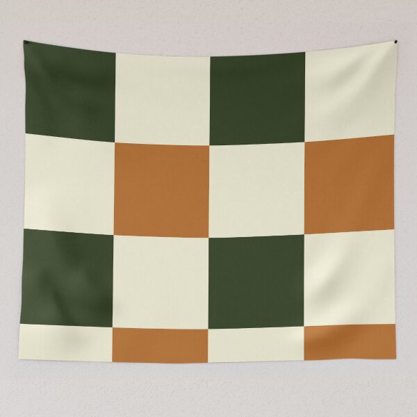 Item preview, Checkered //Retro Checkerboard //Forest Green //Burnt Orange// Geometric //Plaid // large designed and sold by DColourMuse.