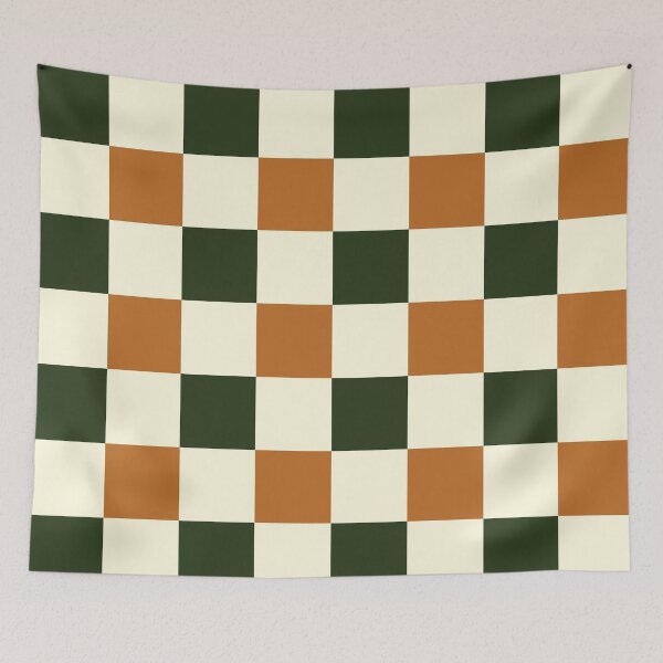 Item preview, Checkered //Retro Checkerboard //Forest Green //Burnt Orange// Geometric //Plaid // medium designed and sold by DColourMuse.