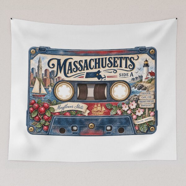 Item preview, Massachusetts Retro Cassette Tape designed and sold by Whimspired By Paxx.