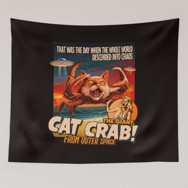 Item preview, Giant Cat Crab From Outer Space Chaos Retro Art designed and sold by Scratch-Rainbow.