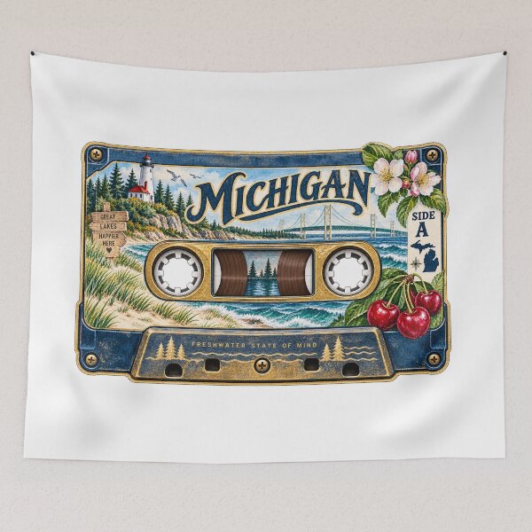 Item preview, Michigan Retro Cassette Tape designed and sold by Whimspired By Paxx.