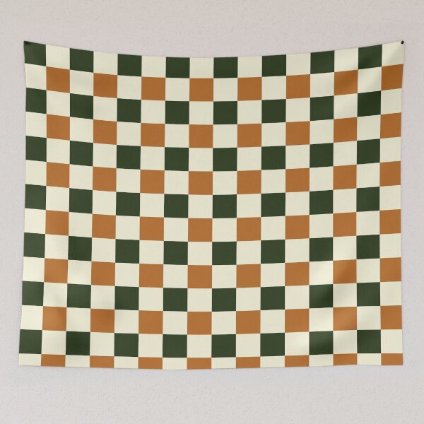 Item preview, Checkered //Retro Checkerboard //Forest Green //Burnt Orange// Geometric //Plaid designed and sold by DColourMuse.