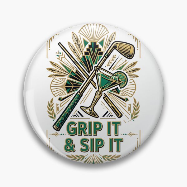 Item preview, Grip It and Sip It Golf Shirt | Art Deco Golf Drinking Tee designed and sold by DripyDesigns.