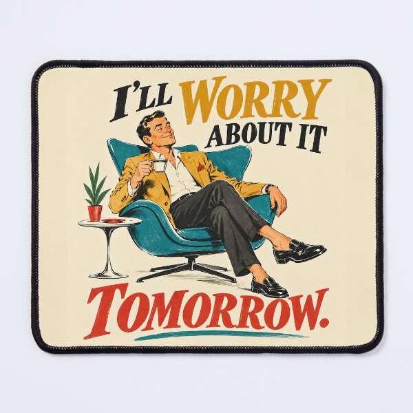 Item preview, I’ll Worry About It Tomorrow – Funny Retro 1960s Advertising Art designed and sold by DiamondSkyShirt.