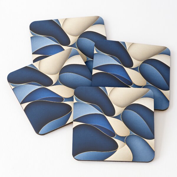Item preview,  Navy Teal Cream Abstract Organic Pattern – Luxury Home Decor designed and sold by Swanny's Custom T-shirt and Gift Designs.