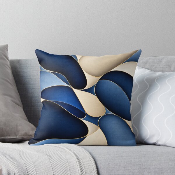 Item preview,  Navy Teal Cream Abstract Organic Pattern – Luxury Home Decor designed and sold by Swanny's Custom T-shirt and Gift Designs.