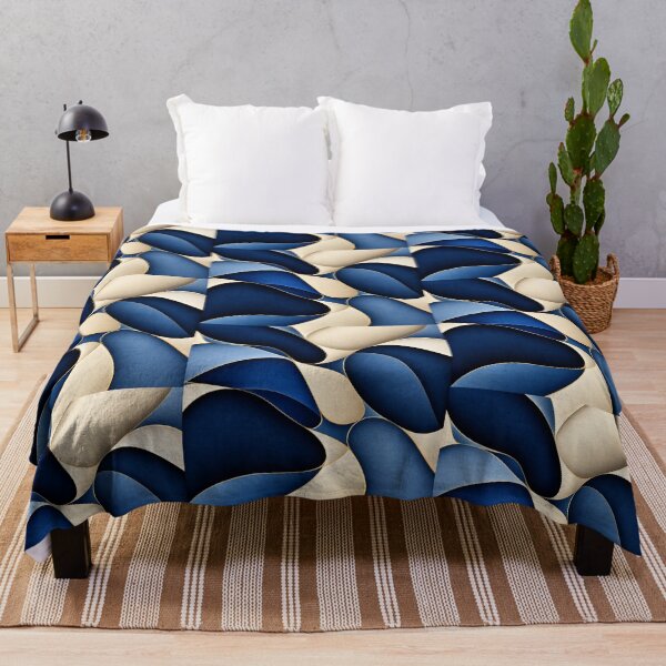 Item preview,  Navy Teal Cream Abstract Organic Pattern – Luxury Home Decor designed and sold by Swanny's Custom T-shirt and Gift Designs.