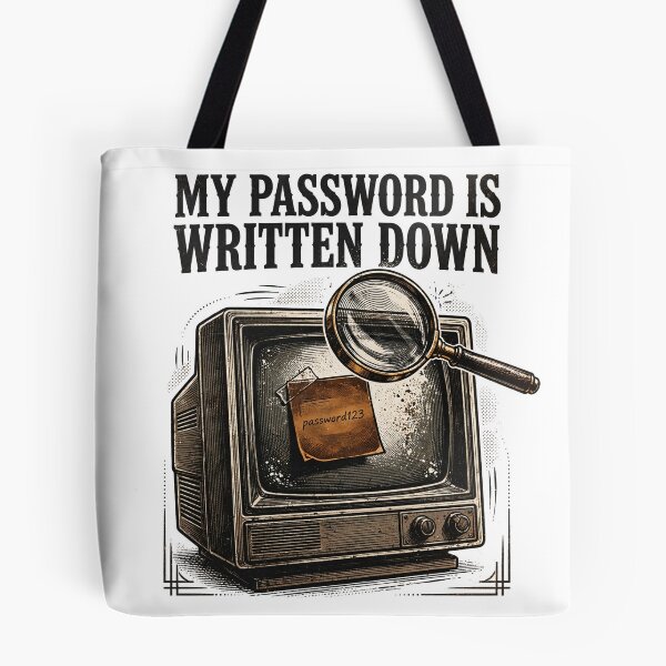 Aperçu de l'œuvre My Password Is Written Down Funny Tech Shirt créée et vendue par Hearth & Hue.