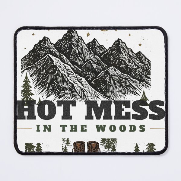 Item preview, Hot Mess in the Woods — Hiking Boots Mountain Art designed and sold by FitEnvy.