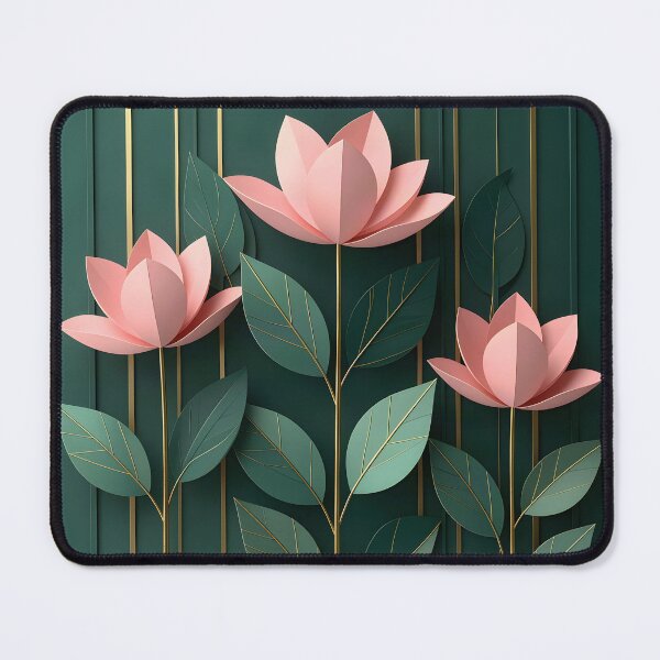 Item preview, Pink Flowers on Green Background designed and sold by Vicky Brago-Mitchell®.
