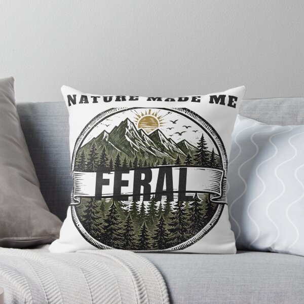 Item preview, Nature Made Me Feral — Pine Forest Mountain Badge designed and sold by FitEnvy.