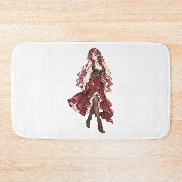 Item preview, Elegant Anime Writer Girl with Chestnut Braid and Garnet Eyes designed and sold by iloveanimechibi.