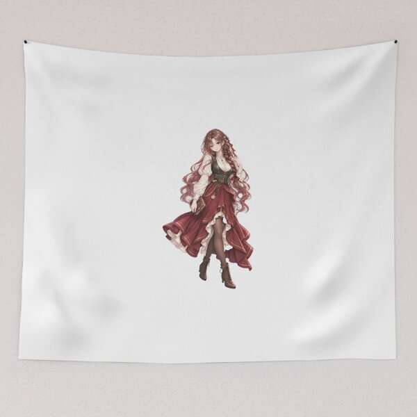 Item preview, Elegant Anime Writer Girl with Chestnut Braid and Garnet Eyes designed and sold by iloveanimechibi.