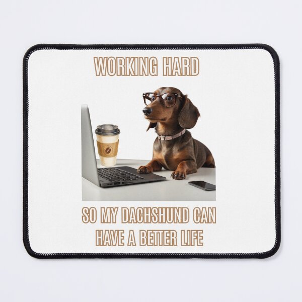 Item preview, Cute Dachshund Dog Working Hard Office Laptop Cartoon designed and sold by Coffeefree593.