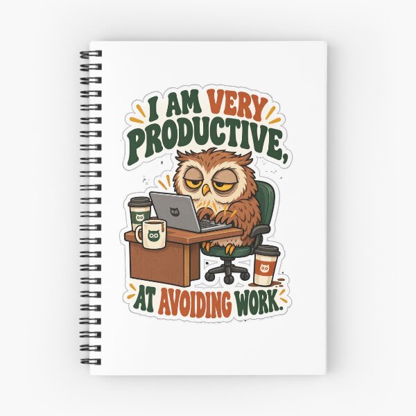 Item preview, I Am Very Productive At Avoiding Work – Funny Sleepy Owl – Relatable Office Humor Art Tee designed and sold by bobscraze.