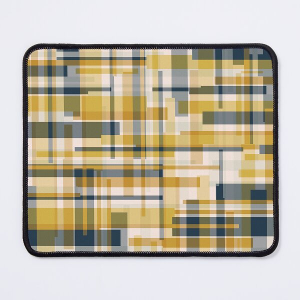 Item preview, Mid Century Modern Geometric Deconstructed Plaid Abstract Pattern in Mustard Yellow Navy Blue  designed and sold by kierkegaard.