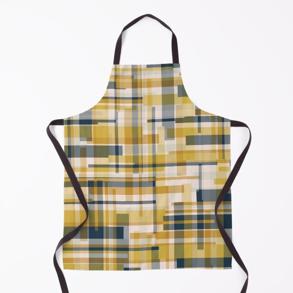 Item preview, Mid Century Modern Geometric Deconstructed Plaid Abstract Pattern in Mustard Yellow Navy Blue  designed and sold by kierkegaard.