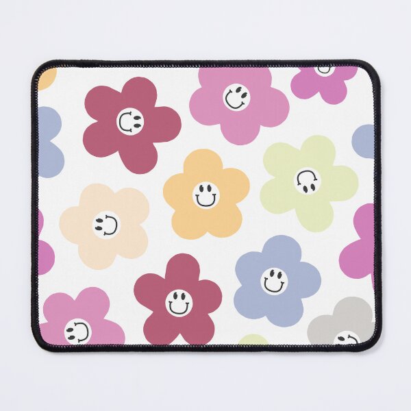 Item preview, Happy Smiley Face Flowers Retro Good Vibes Pattern designed and sold by SkeletonsDanger.