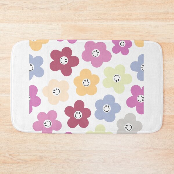Item preview, Happy Smiley Face Flowers Retro Good Vibes Pattern designed and sold by SkeletonsDanger.