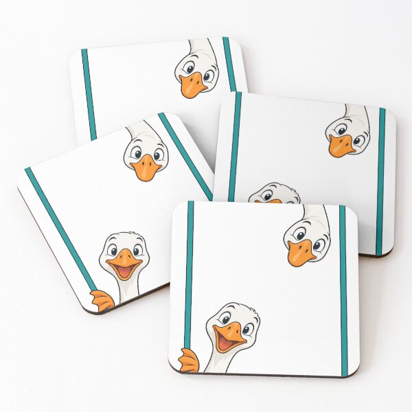 Item preview, Two Playful Geese Peeking Around a Teal Frame designed and sold by skyartdesign.