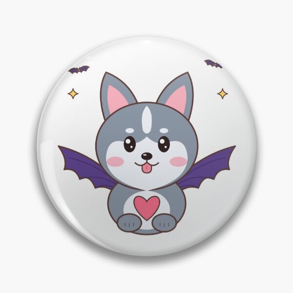 Item preview, Husky Bat Wings Halloween – Cute Kawaii Husky Dog designed and sold by DoodleWoofs.