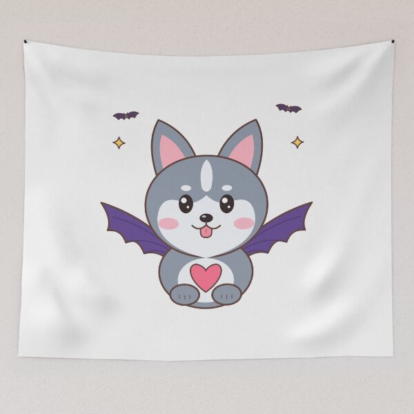 Item preview, Husky Bat Wings Halloween – Cute Kawaii Husky Dog designed and sold by DoodleWoofs.