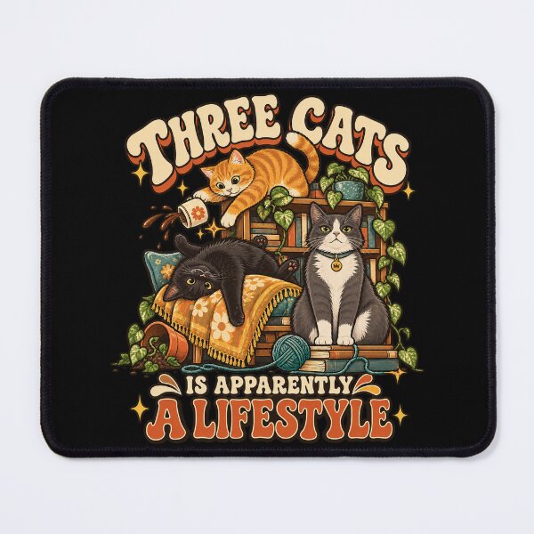 Item preview, Three Cats Is Apparently a Lifestyle | Cozy Cat Lover Illustration designed and sold by Quirkloomstudio.