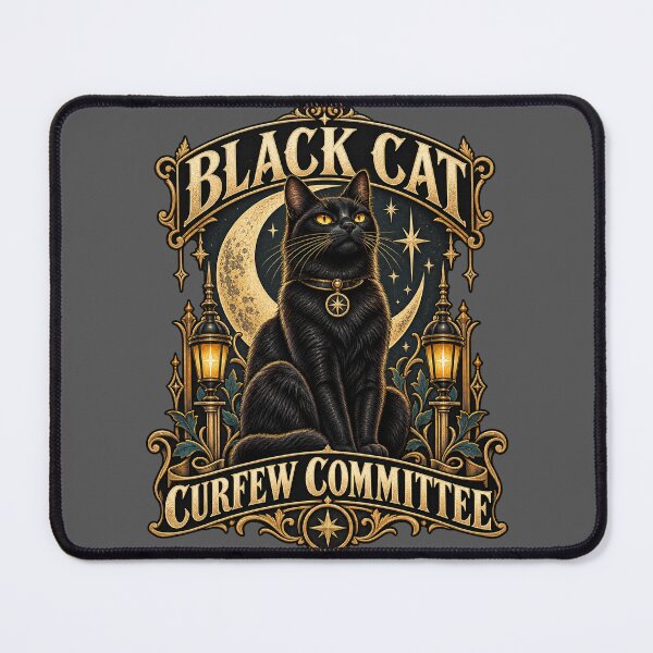 Item preview, Black Cat Curfew Committee Gothic Illustration designed and sold by Quirkloomstudio.
