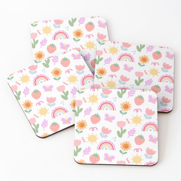 Item preview, Cute Spring Summer Sun Rainbow Flower Butterfly Pattern designed and sold by SkeletonsDanger.