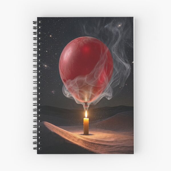 Item preview, Pop Surrealism: Floating Red Balloon & Lit Candle in Mystic Space Desert designed and sold by Rain-Road.