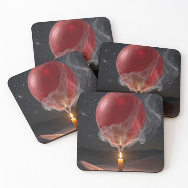 Item preview, Pop Surrealism: Floating Red Balloon & Lit Candle in Mystic Space Desert designed and sold by Rain-Road.