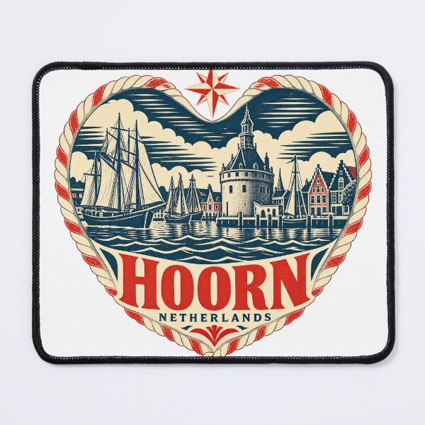 Item preview, Hoorn Netherlands Travel Souvenir Nautical Woodcut Heart designed and sold by VisualArtsOasis.
