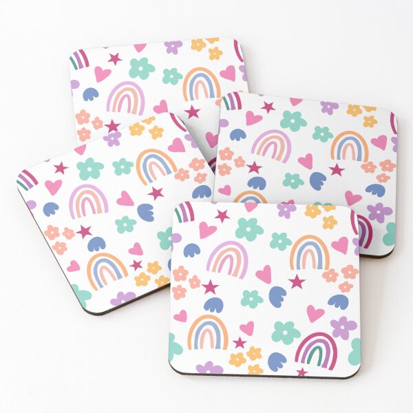 Item preview, Cute Rainbow Heart Flower Star Kids Nursery Pattern designed and sold by SkeletonsDanger.