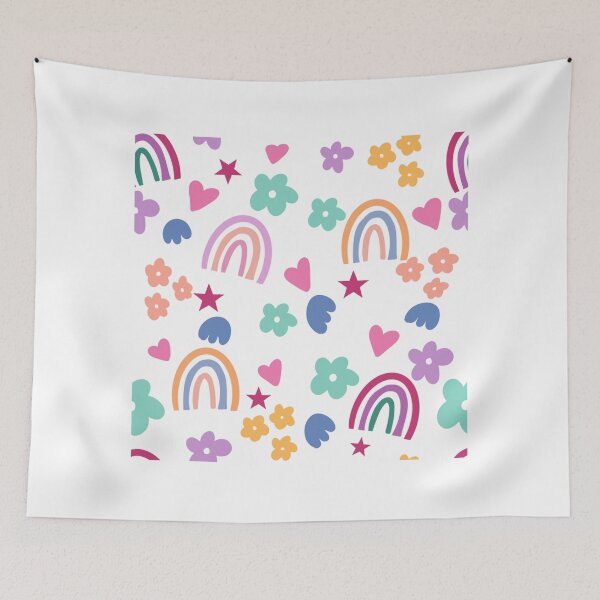 Item preview, Cute Rainbow Heart Flower Star Kids Nursery Pattern designed and sold by SkeletonsDanger.
