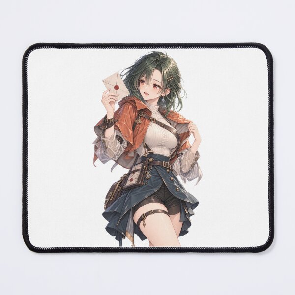 Item preview, Green Hair Anime Rain Courier Girl with Coral Eyes designed and sold by iloveanimechibi.